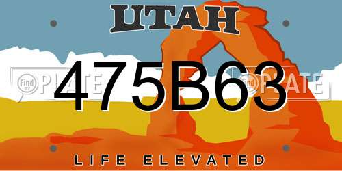 475B63 Utah License Plate