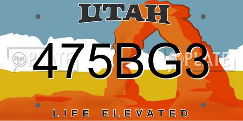 475BG3 Utah License Plate