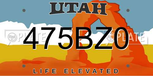 475BZ0 Utah License Plate