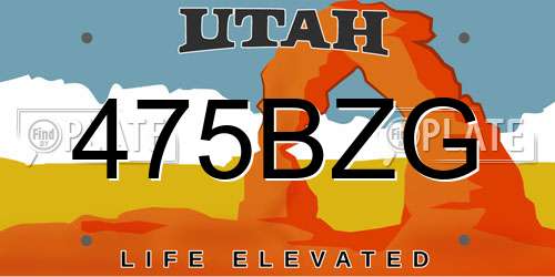 475BZG Utah License Plate