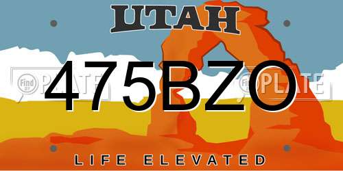 475BZO Utah License Plate