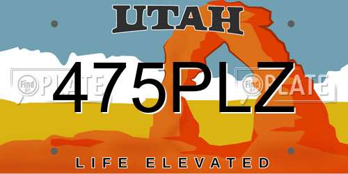 475PLZ Utah License Plate