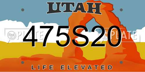 475S20 Utah License Plate