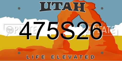 475S26 Utah License Plate