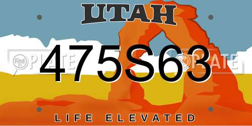 475S63 Utah License Plate