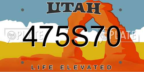 475S70 Utah License Plate