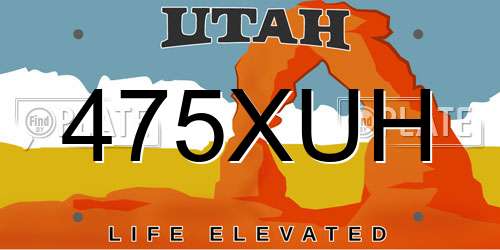 475XUH Utah License Plate