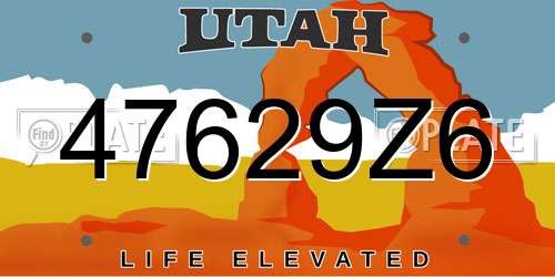 47629Z6 Utah License Plate