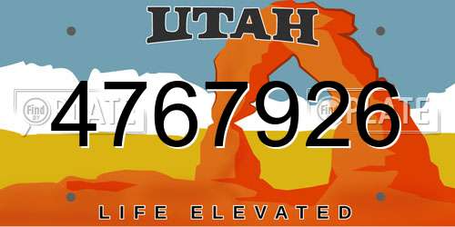4767926 Utah License Plate