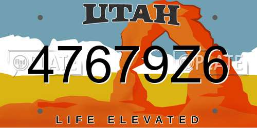 47679Z6 Utah License Plate