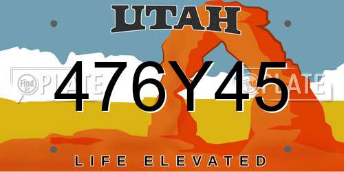 476Y45 Utah License Plate