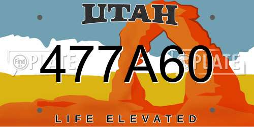 477A60 Utah License Plate