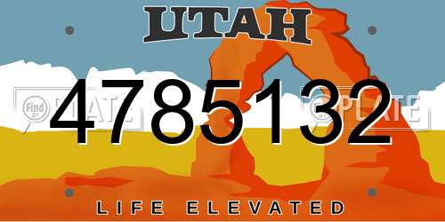 4785132 Utah License Plate