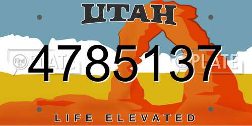 4785137 Utah License Plate
