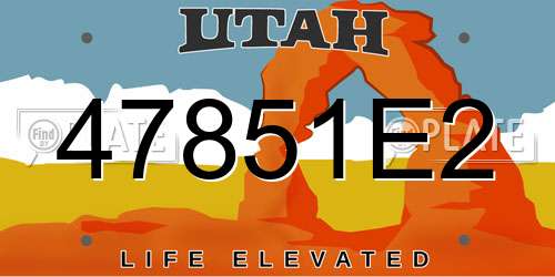 47851E2 Utah License Plate