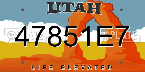 47851E7 Utah License Plate