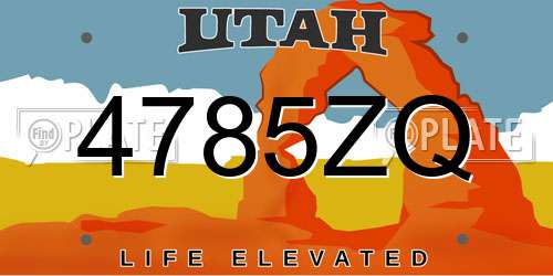 4785ZQ Utah License Plate