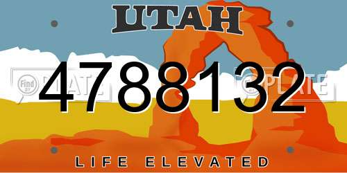 4788132 Utah License Plate