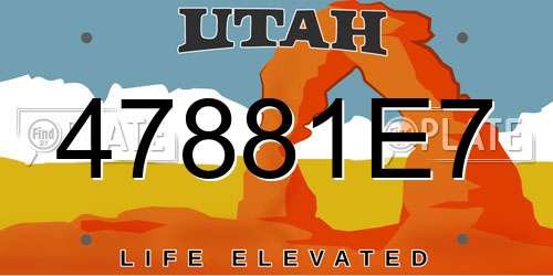 47881E7 Utah License Plate