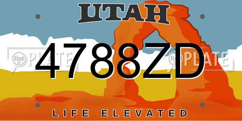 4788ZD Utah License Plate