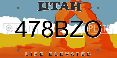 478BZO Utah License Plate