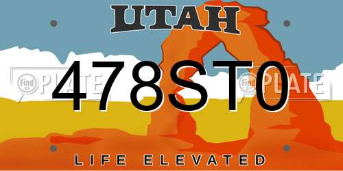 478ST0 Utah License Plate