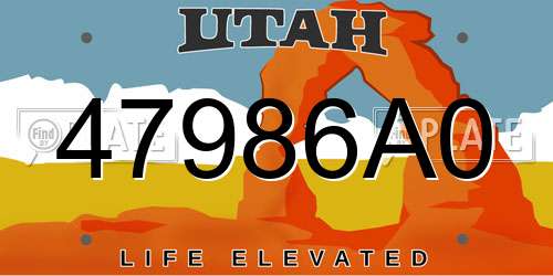 47986A0 Utah License Plate