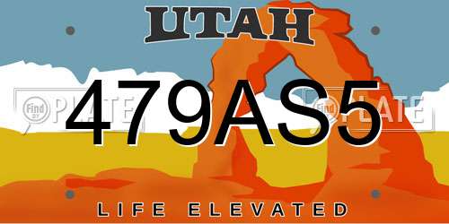 479AS5 Utah License Plate