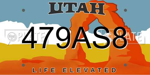 479AS8 Utah License Plate