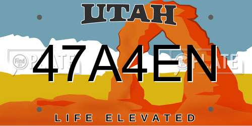 47A4EN Utah License Plate