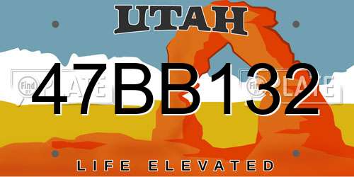 47BB132 Utah License Plate