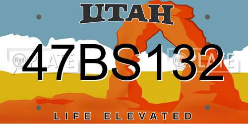 47BS132 Utah License Plate