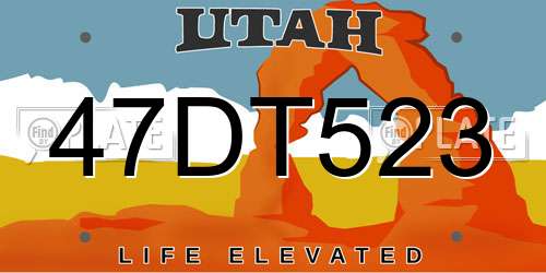 47DT523 Utah License Plate