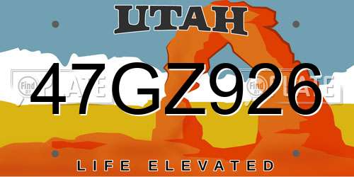 47GZ926 Utah License Plate