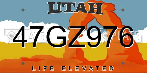 47GZ976 Utah License Plate