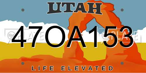 47OA153 Utah License Plate