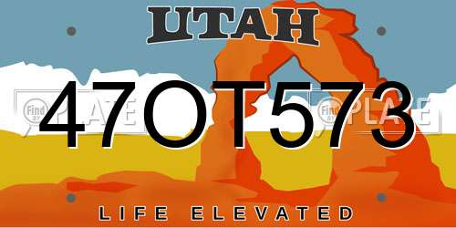 47OT573 Utah License Plate