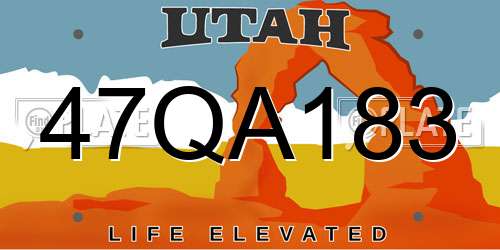 47QA183 Utah License Plate