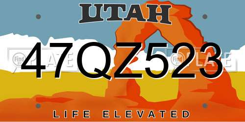 47QZ523 Utah License Plate