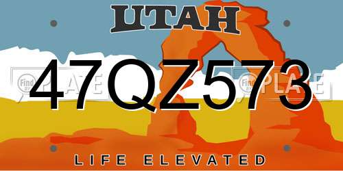 47QZ573 Utah License Plate