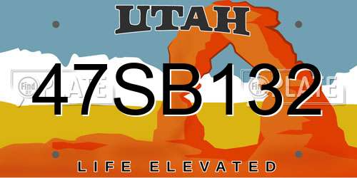 47SB132 Utah License Plate