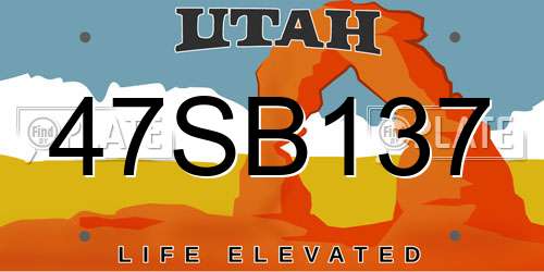 47SB137 Utah License Plate