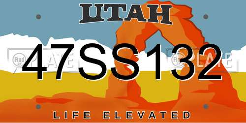 47SS132 Utah License Plate