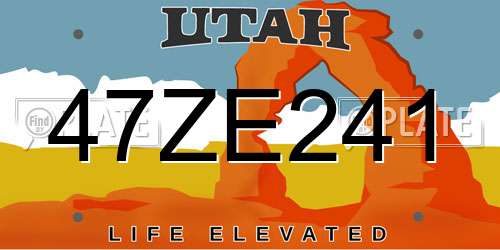 47ZE241 Utah License Plate