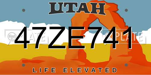 47ZE741 Utah License Plate