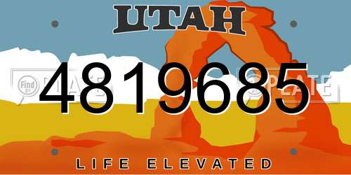 4819685 Utah License Plate
