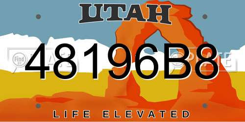 48196B8 Utah License Plate