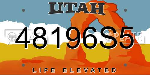 48196S5 Utah License Plate