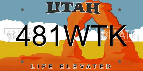 481WTK Utah License Plate
