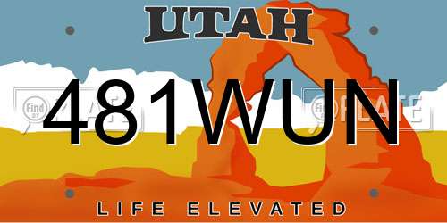 481WUN Utah License Plate